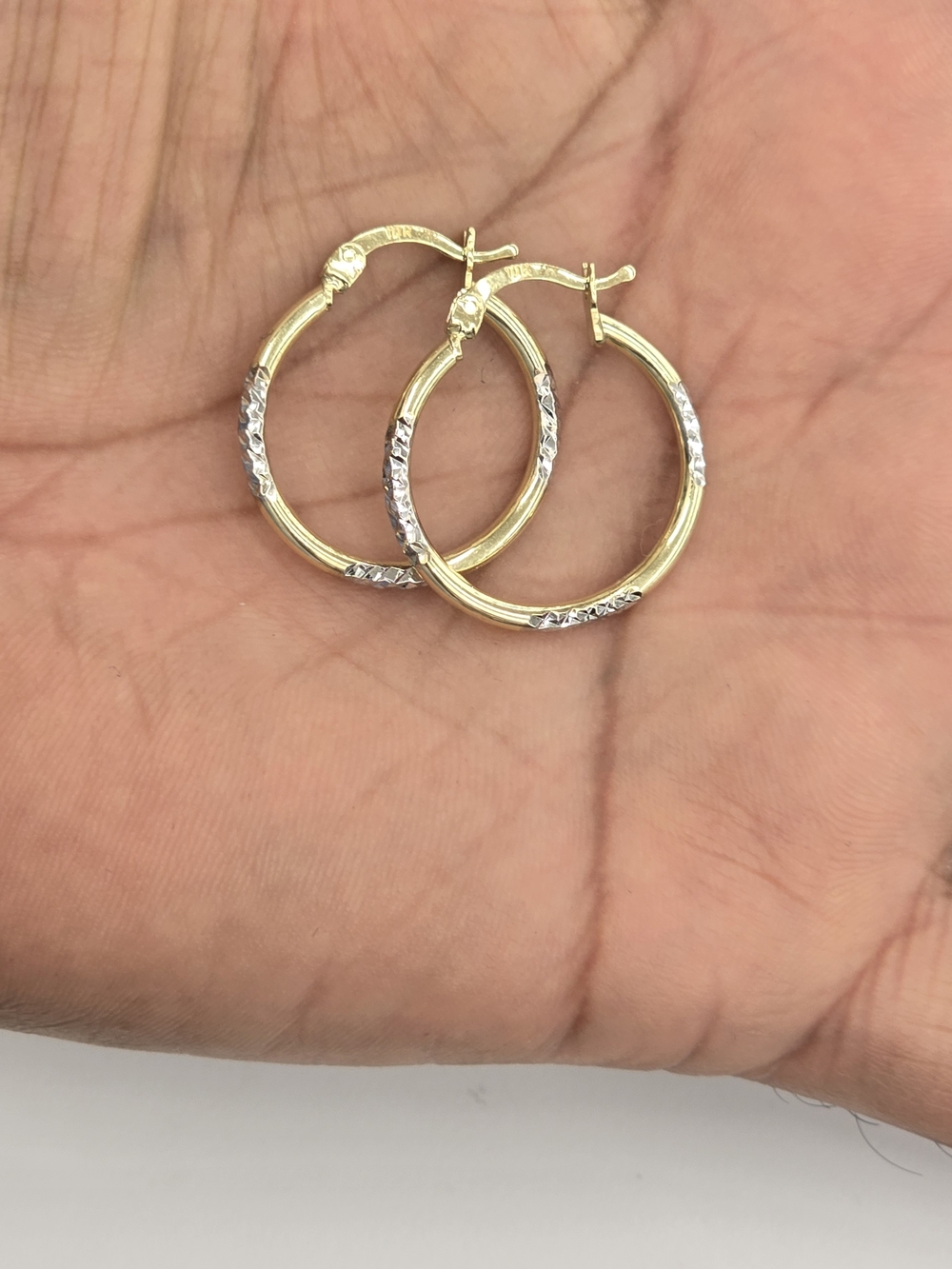 10kt Real Gold Classic Two-Tone Small Hoop Earring